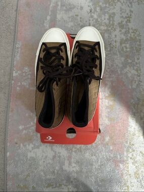 Converse High-Top Sneakers in Brown & White with Black Accents